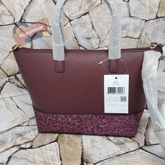 #bagsavenue Ina Saffiano PVC Cherrywood Burgundy Satchel Crossbody Kate Spade - Picture 10 of 13